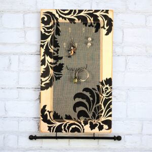Handmade Wood Jewelry Cabinet – Damask Design