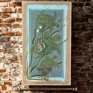 Hand Painted Jewelry Organizer Cabinet - Sea Turtle Design