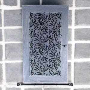 Hand-painted Twigs Jewelry Cabinet – weathered gray wall earring holder handmade in Michigan.