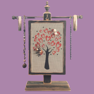 Hand-Painted Earring Holder — Heart Tree Design | Classic Series