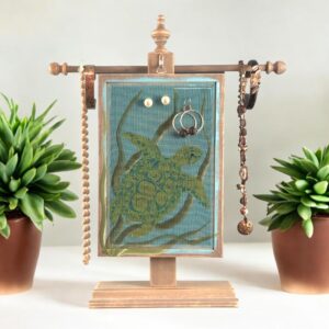 Hand-Painted Earring Organizer — Sea Turtles Design
