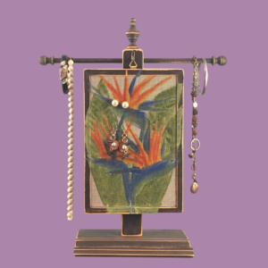 Hand-painted earring holder — Classic Series Bird of Paradise Design with matching necklace stand
