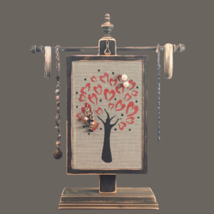 Hand-Painted Earring Holder — Heart Tree Design | Classic Series