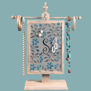 Personalized Hand-Painted Earring Holder – Jacobean Monogram | Classic Series